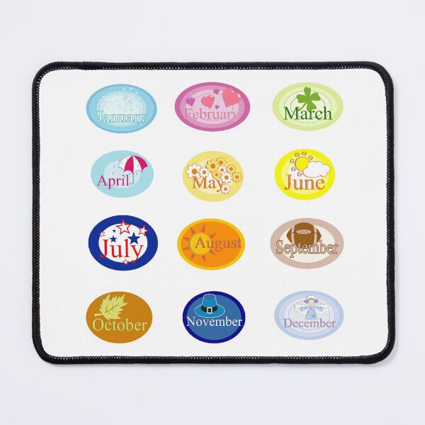 Item preview, Months of Year Stickers January to December Diary Journals Notebooks Bright Colors Dots Squares Circle Patterns Smiley Faces designed and sold by Hanlar.