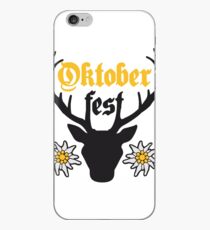 edelweiss flowers text deer antlers horns oktoberfest silhouette black shirt cool design iPhone Case