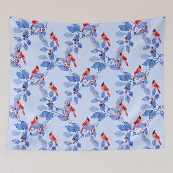 Item preview, Cardinals On Blue Leaves designed and sold by Streetshop79.