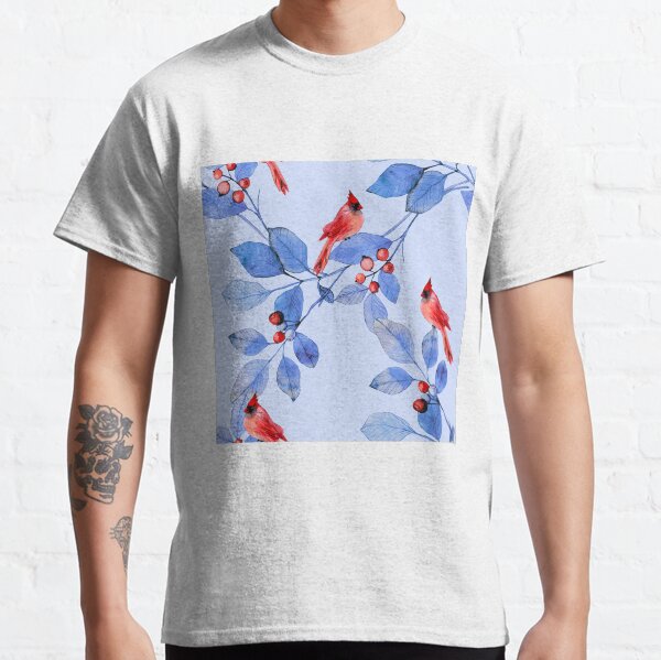 Cardinals On Blue Leaves Classic T-Shirt