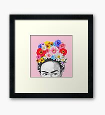 Frida Kahlo Kopf Blumen Gerahmtes Wandbild