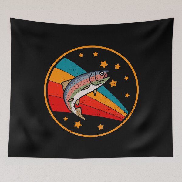 Item preview, Retro Rainbow Trout Sport Fly Fishing And Angling Space designed and sold by JokeGysen.