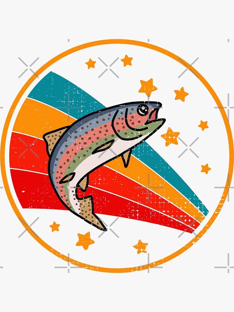 Retro Rainbow Trout Sport Fly Fishing And Angling Space | Sticker