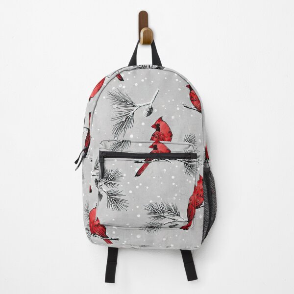 Winter Cardinals On Grey Backpack