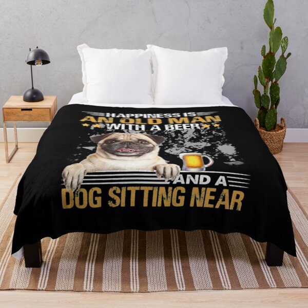 Item preview, Happiness Is An Old Man T-ShirtHappiness Is An Old Man With A Beer And A Pug Sitting Near  designed and sold by LuluLittleItaly.
