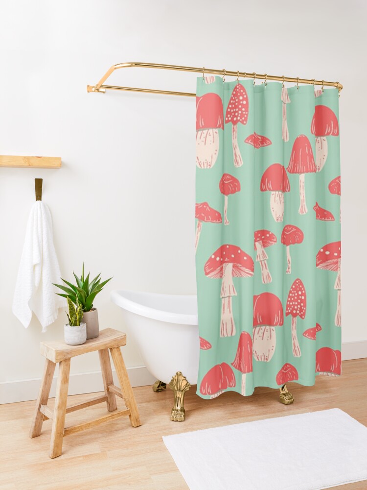 Discover Mushroom Red Pattern Shower Curtain