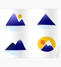 Blue mountains vector icons : blue Poster