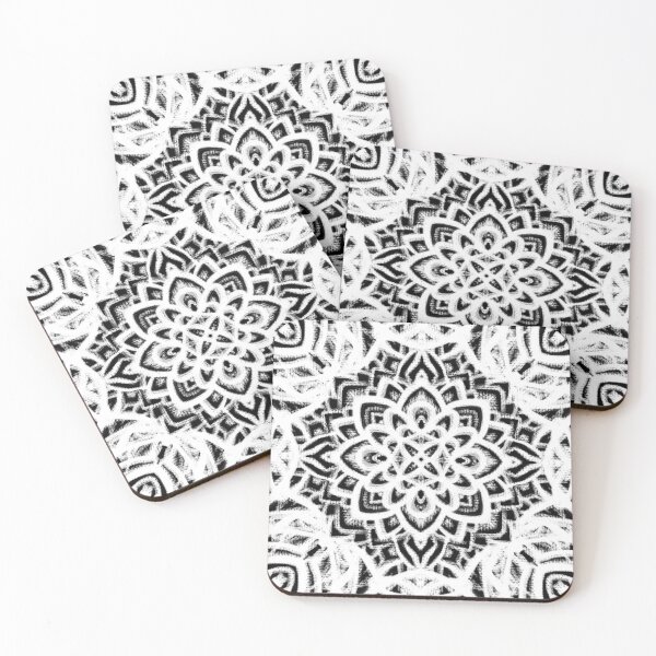 Item preview, Black and white chalk mandala  designed and sold by JuzBeMindful.