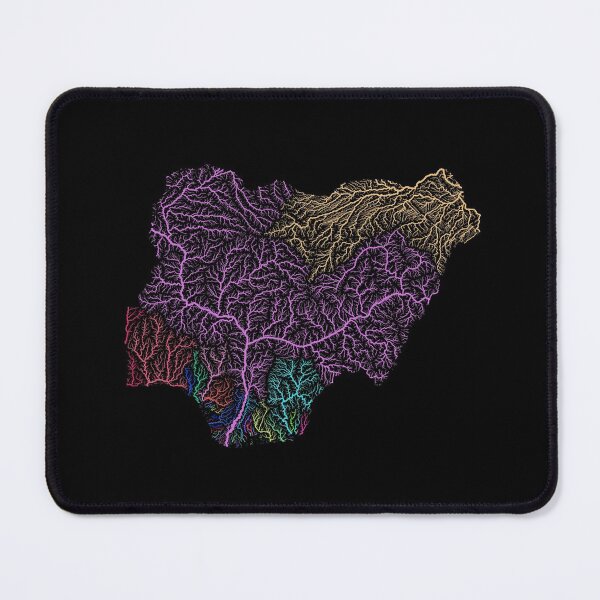 Item preview, Nigeria River Basin Map in Rainbow Colours with Black Background designed and sold by GrasshopperGeo.