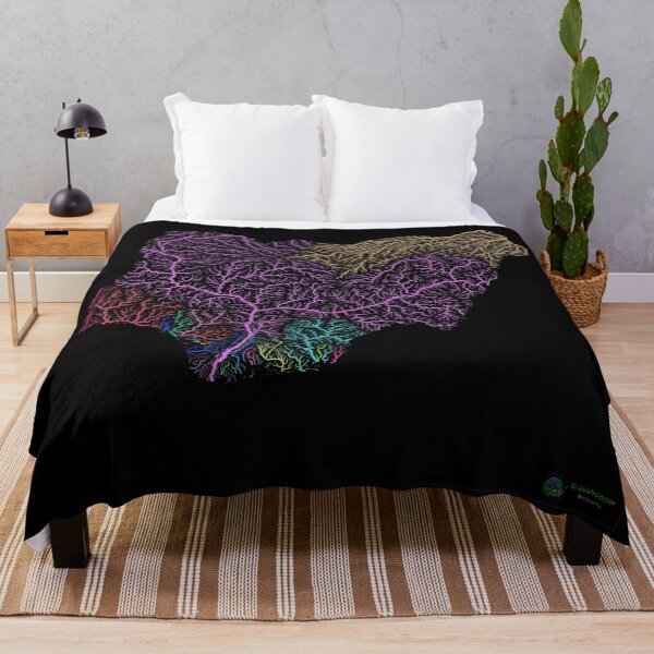Item preview, Nigeria River Basin Map in Rainbow Colours with Black Background designed and sold by GrasshopperGeo.