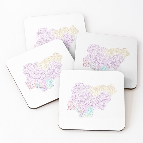 Item preview, Nigeria River Basin Map in Rainbow Colours with White Background designed and sold by GrasshopperGeo.
