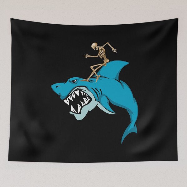 Item preview, Skeleton Riding Rodeo Skittish Shark Funny Halloween Gift Idea designed and sold by DKA-2ndBoy.