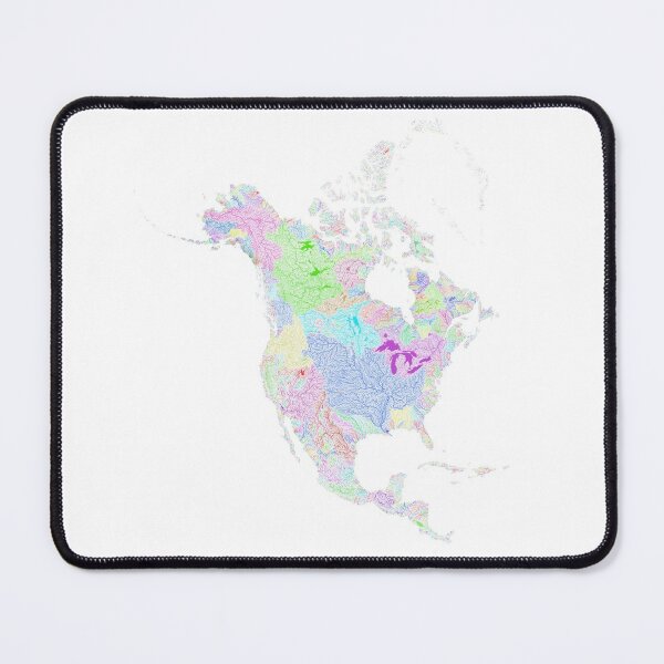 Item preview, North America River Basin Map in Rainbow Colours with White Background designed and sold by GrasshopperGeo.