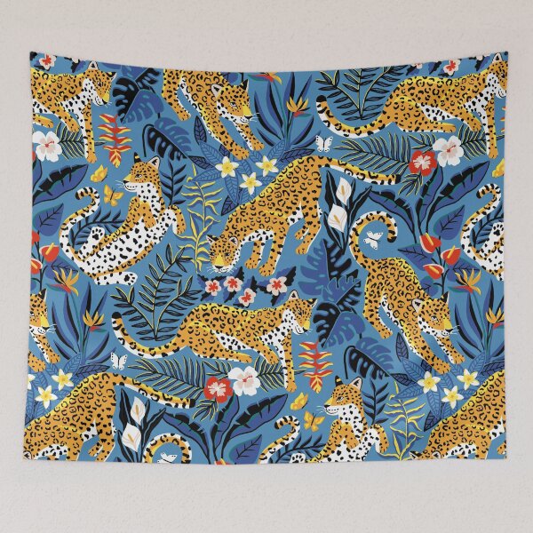 Item preview, Dancing Jaguar Jungle - Grey Blue designed and sold by TigaTiga.