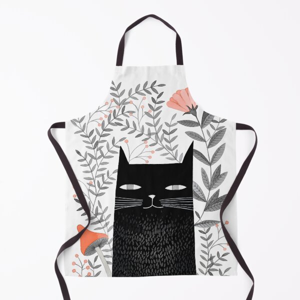 Artikelvorschau, schwarze katze in rosa mit botanischer aquarellillustration entworfen und verkauft von PinkNounou.