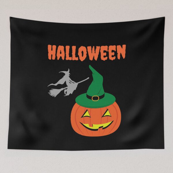 Item preview, The Halloween Spooky, Scary, Funny Pumpkin With Flying Witch designed and sold by Digitalme Designs.