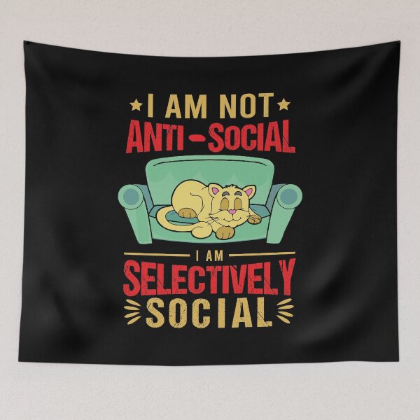 Item preview, I Am Not Anti-Social I'm Selectively Social Funny Gifts For Introvert Cat Lovers designed and sold by amishacreates.
