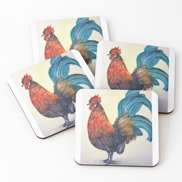 Item preview, Colourful cockerel in watercolour  designed and sold by lilacshoes_art.