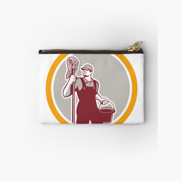 Item preview, Janitor Holding Mop and Bucket Circle Retro designed and sold by patrimonio.