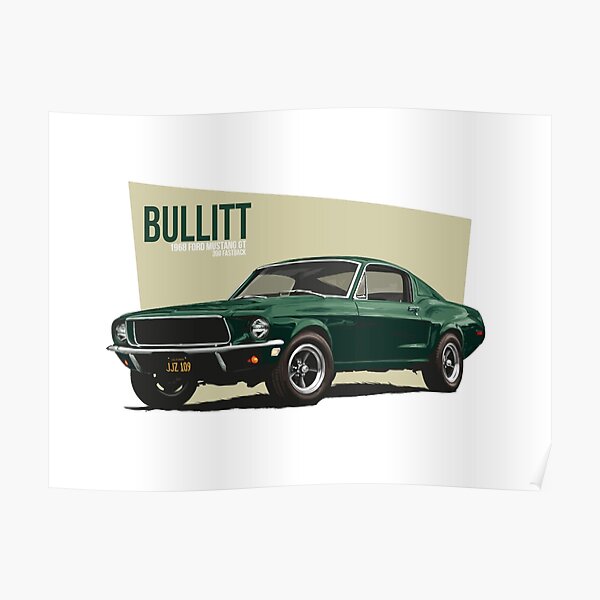 Steve McQueen Bullitt car auto racing movie print art photo picture Ford Mustang 