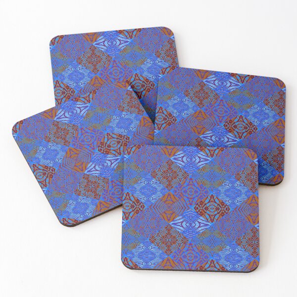Item preview, Blue Abstract Ethnic Tribal African Inspired Textile Art Pattern designed and sold by BlackArt Cafe.
