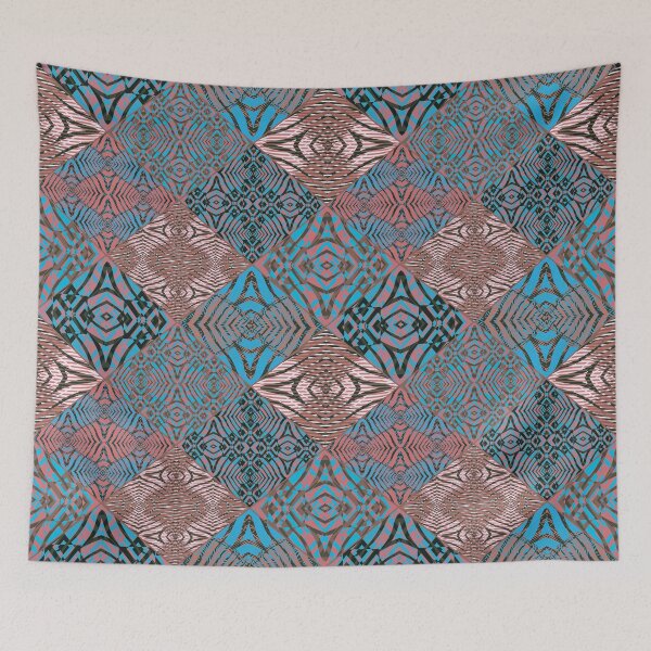 Item preview, Blue Abstract Ethnic Tribal African Inspired Textile Art Pattern designed and sold by BlackArt Cafe.