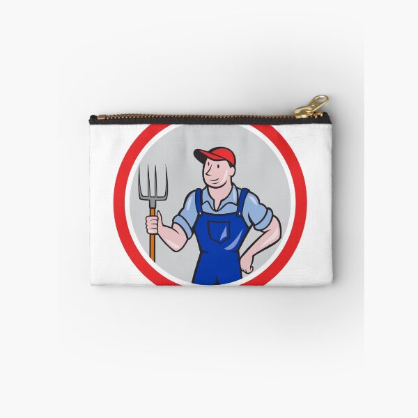 Item preview, Farmer Holding Pitchfork Circle Cartoon designed and sold by patrimonio.