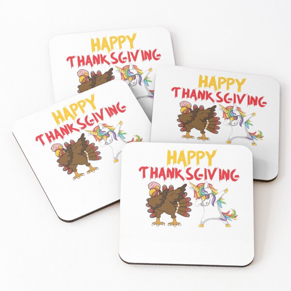 Item preview, HAPPY THANKSGIVING With Dabbing Dance Essential unicorn and turkey  designed and sold by Arens ★★★★★.