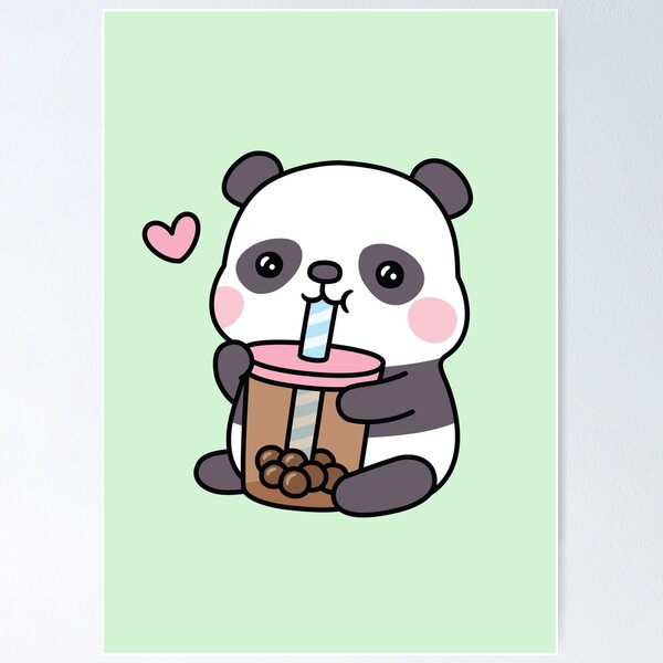 Kawaii Panda Bubble Tea' Poster, picture, metal print, paint by schmugo