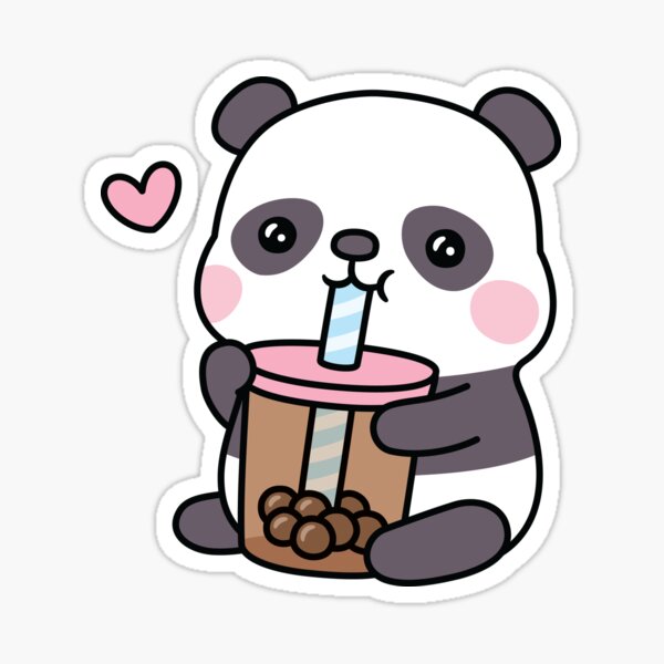 Cute Panda Drinking Matcha Bubble Tea Sticker for Sale by rustydoodle