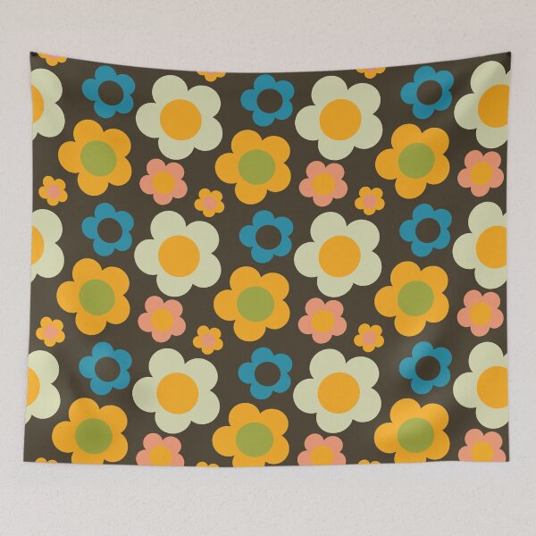 Item preview, bold retro floral brown designed and sold by susycosta.