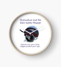Chihuahua and the Bike Safety Message Tee and Sticker Clock