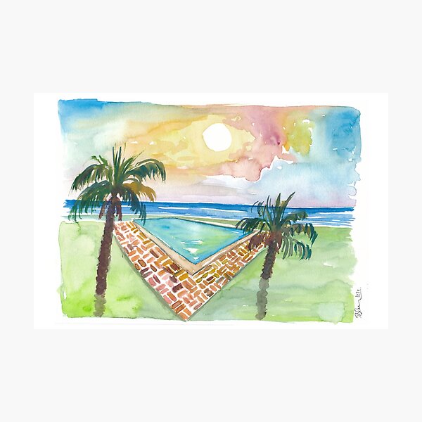 Item preview, Turquoise Cool Pool with Sunset and Seaview designed and sold by artshop77.