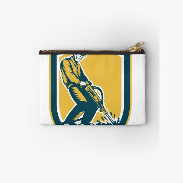 Item preview, Construction Worker Jackhammer Drill Shield Retro designed and sold by patrimonio.