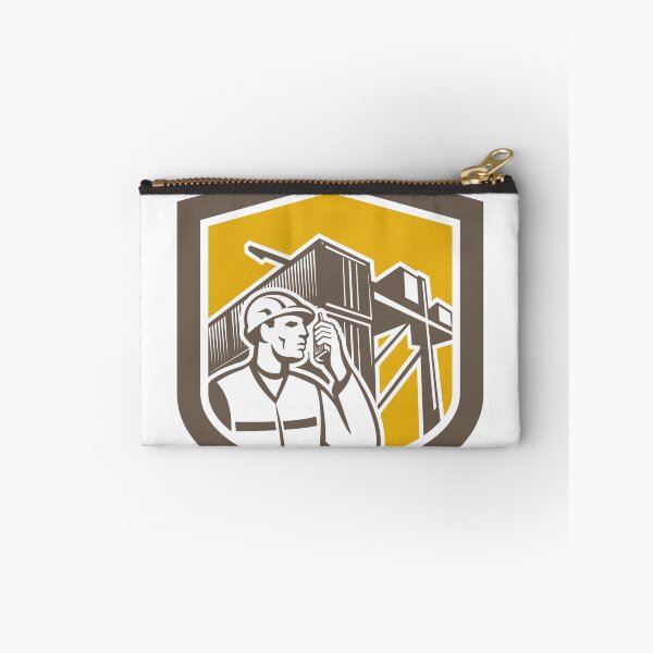 Item preview, Dock Worker on Phone Container Yard Shield designed and sold by patrimonio.