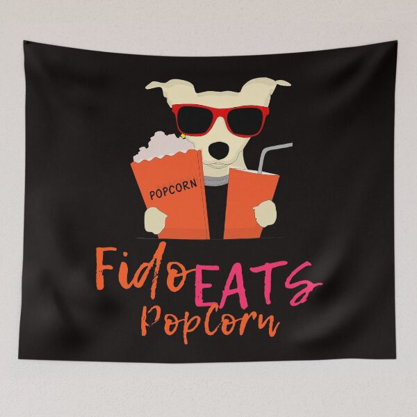 Item preview, Fido eats popcorn - funny dog designed and sold by drawing-valley.