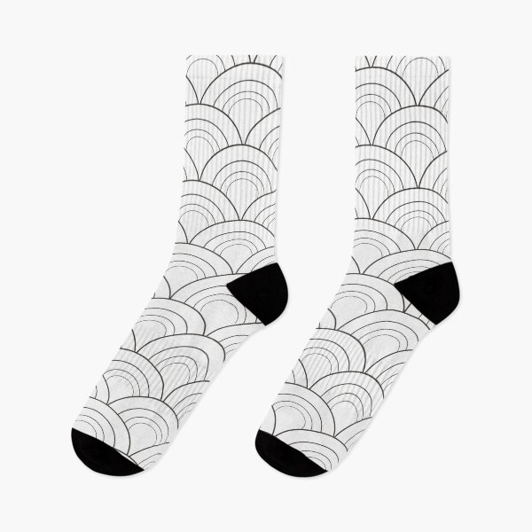 Item preview, Dark Gray and White Simple Scallop Curve Pattern Pairs HGTV 2022 Trending Color Black Fox HGSW3471 - Colour Trends - Hue - Shade designed and sold by ColorOfTheYears.