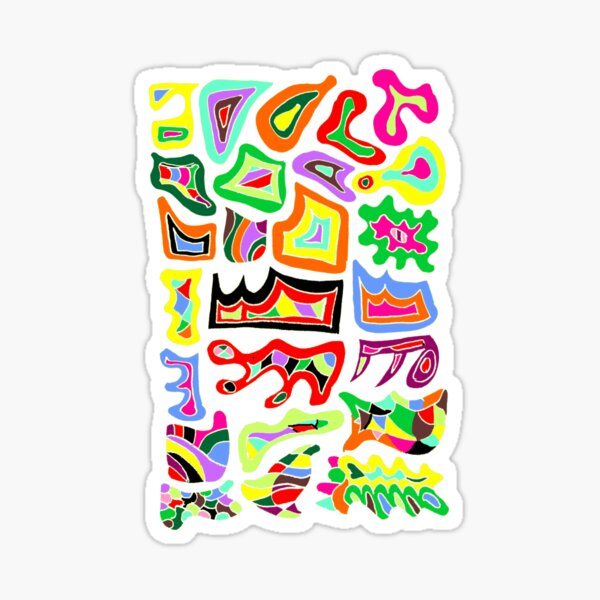 FELLING GROOVY | THE COLOUR RIOT | HAND DRAWN PSYCHEDELIC WHITE BACKGROUND Sticker