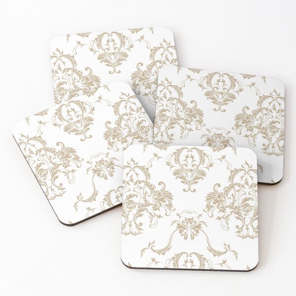 Item preview, Tan and White Damask Scroll Baroque Pattern Pairs HGTV 2022 Trending Color Whole Wheat HGSW2186 - Colour Trends - Hue - Shade designed and sold by ColorOfTheYears.