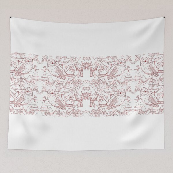 Item preview, Blue Tit Toile de Jouy Inspired Red designed and sold by David Roland.
