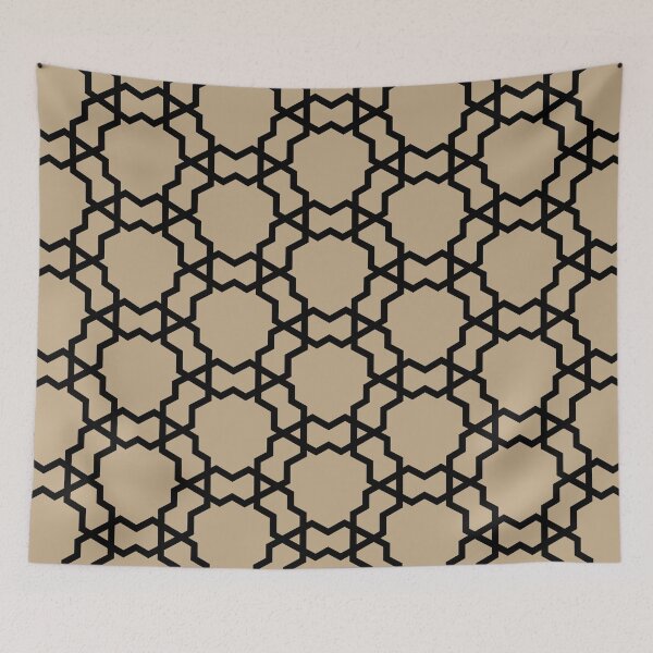 Aperçu de l'œuvre Black and Tan Minimal Shape Tile Pattern Pairs HGTV 2022 Trending Color Whole Wheat HGSW2186 - Colour Trends - Hue - Shade créée et vendue par ColorOfTheYears.