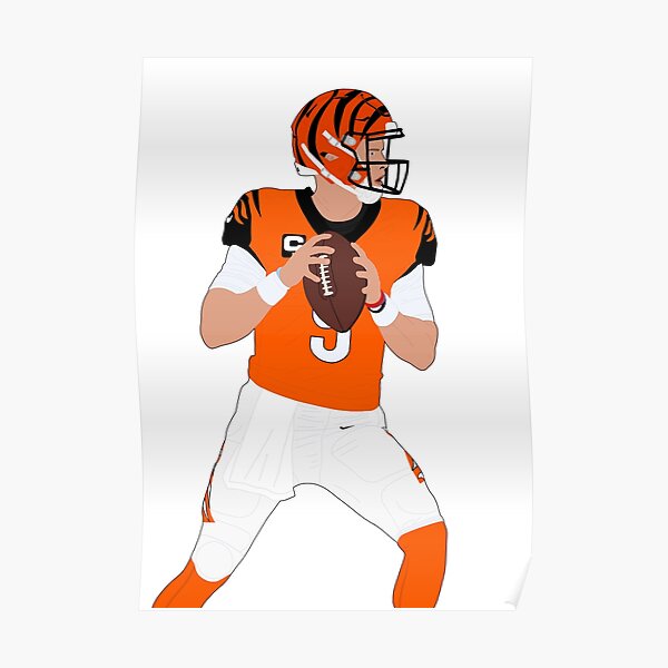 Joe Burrow Cincinnati Bengals Football White Jersey Poster -   Denmark