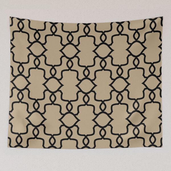 Aperçu de l'œuvre Black and Tan Ornamental Shape Pattern 4 Pairs HGTV 2022 Trending Color Whole Wheat HGSW2186 - Colour Trends - Hue - Shade créée et vendue par ColorOfTheYears.