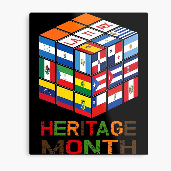 National Hispanic Heritage Month Latinx cube flags Metal Print