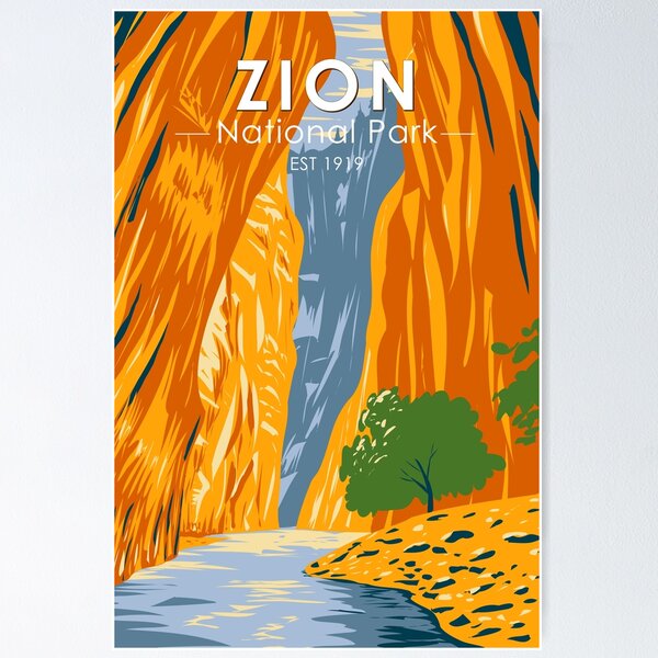 Vista previa del artículo con la obra «Parque Nacional Zion Utah The Narrows Vintage», diseñado y vendido por KrisSidDesigns.