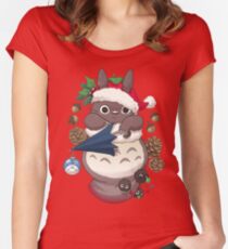 Totoro's Christmas Women's Fitted Scoop T-Shirt