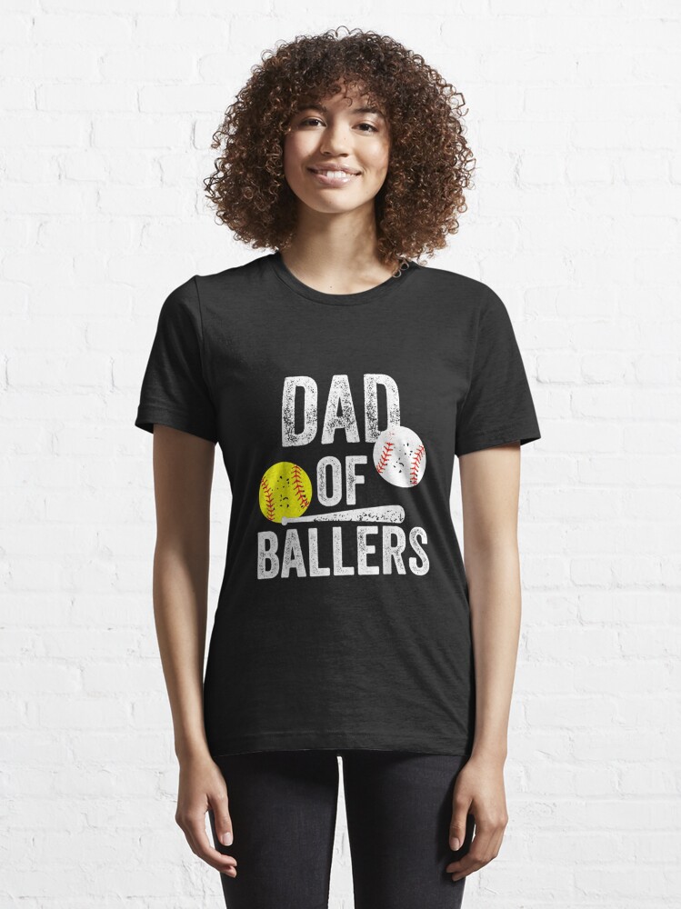 Mens Dad of Ballers T Shirt Funny Baseball Softball Gift from Son