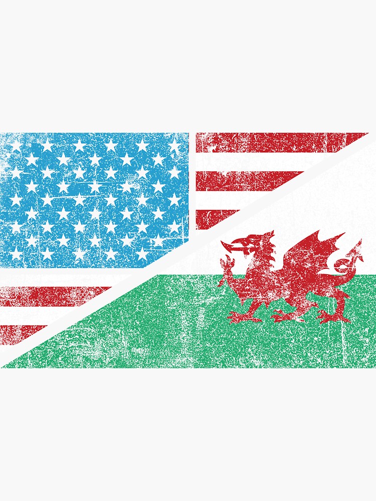 "Welsh American Flag dragon" Sticker by Keleonie Redbubble
