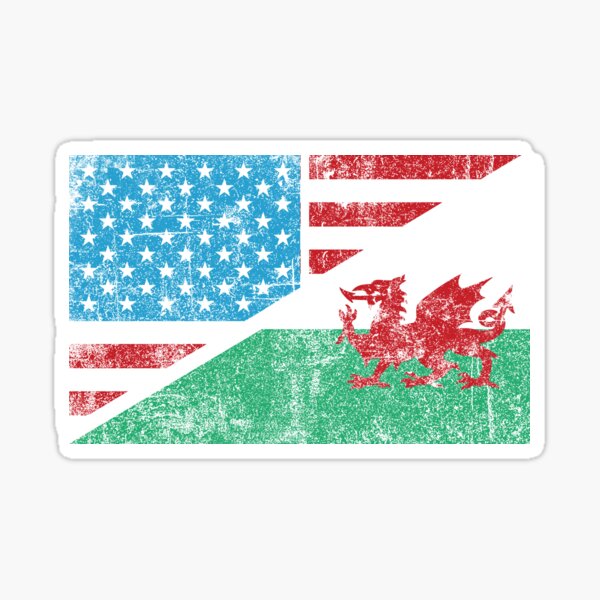 "Welsh American Flag dragon" Sticker by Keleonie Redbubble