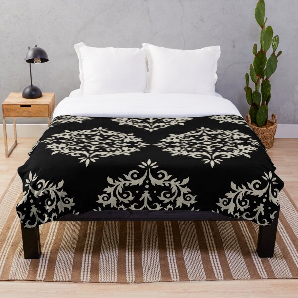 Item preview, Beige and Black Simple Damask Scroll Pattern Pairs HGTV 2022 Trending Color Canvas Tan HGSW4018 - Colour Trends - Hue - Shade designed and sold by ColorOfTheYears.